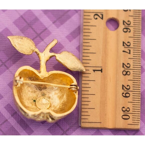Vintage Art Nouveau Golden Apple Elegant Brooch - V1 - Picture 2 of 2